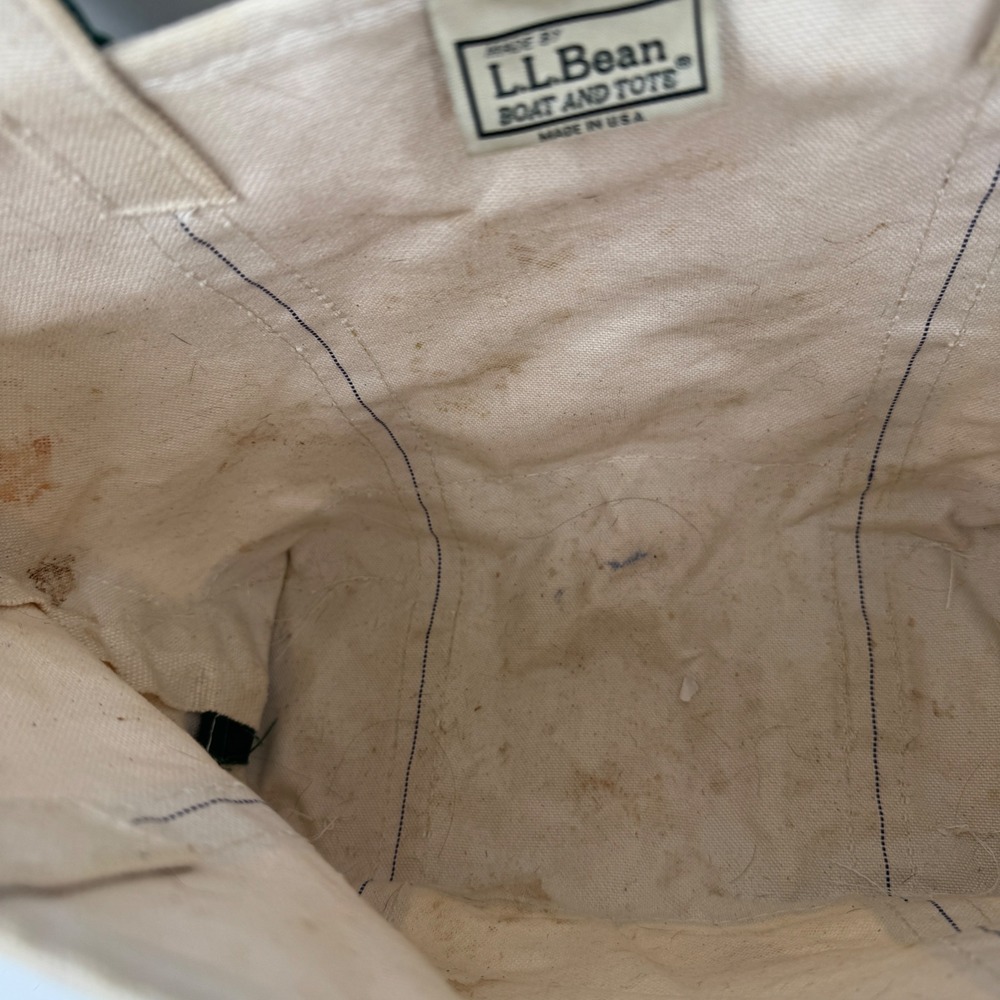 L.L. Bean Boat and Tote Bag Unisex Medium Green Canvas USA Vintage Distressed - Picture 9 of 12